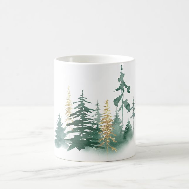 Rustic Woodland Vintage Pine Christmas Tree Coffee Mug (Center)