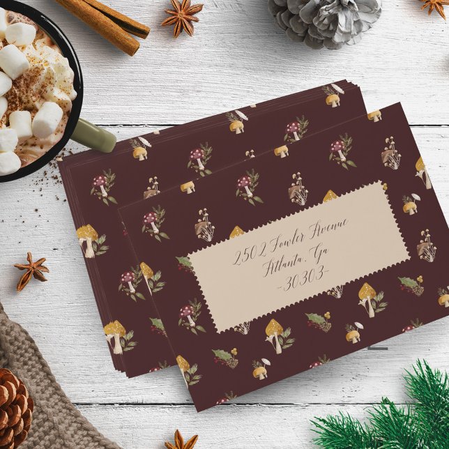 Rustic Woodland Watercolor Woodsy Mushroom Envelope (Rustic Woodland Watercolor Woodsy Mushroom Envelope)