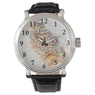 Rustic Woodland Watercolour Owl Watch