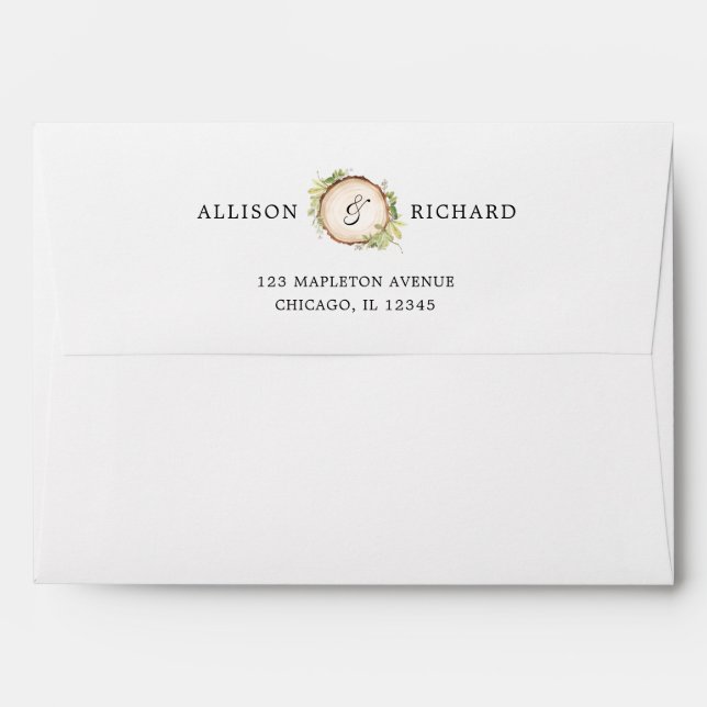 Rustic woodland wedding envelopes 5x7 card (Back (Top Flap))