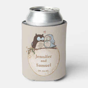 Rustic Woodland Wedding Owl Can Cooler