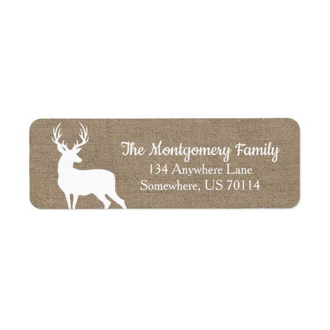 Rustic Woodland White Deer Faux Burlap (Front)