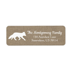 Rustic Woodland White Fox Faux Burlap