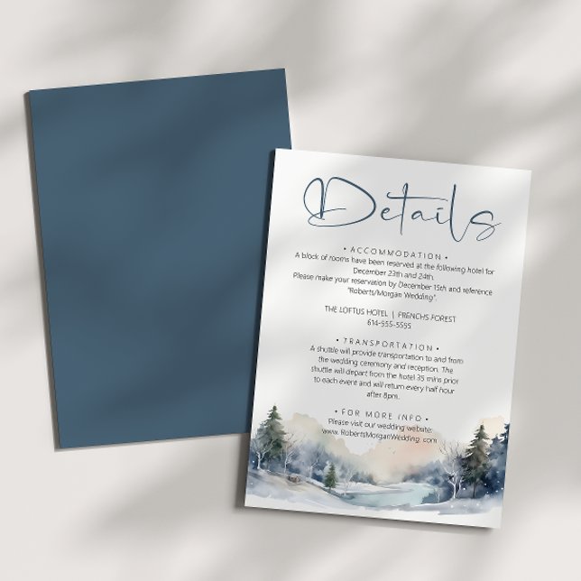 Rustic Woodland Winter Forest Wedding Details Enclosure Card (Creator Uploaded)