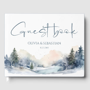 Rustic Woodland Winter Forest Wedding Guest Book