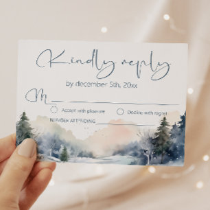 Rustic Woodland Winter Forest Wedding RSVP Card