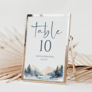 Rustic Woodland Winter Forest Wedding  Table Number