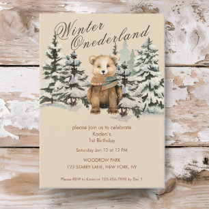 Rustic Woodland Winter Onederland Invitation