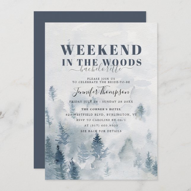 Rustic Woods Cabin Bachelorette Weekend Itinerary Invitation (Front/Back)