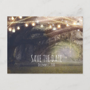 Rustic Woods Enchanted Forest & Lights Save Date Announcement Postcard