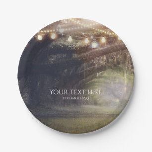 Rustic Woods Enchanted Forest & Lights Wedding Paper Plate