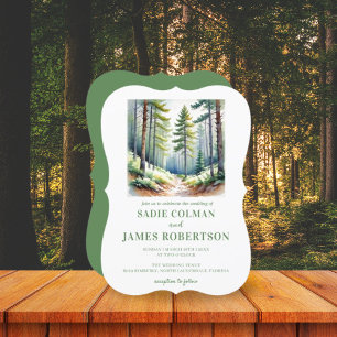 Rustic Woods Green Forest Wedding Invitation