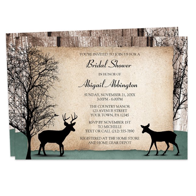 Rustic Woodsy Deer Bridal Shower Invitations (Creator Uploaded)