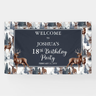 Rustic Woodsy Deer Forest 18th Birthday Party Banner
