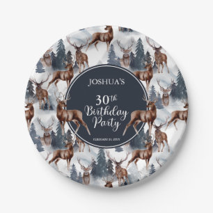 Rustic Woodsy Deer Forest 30th Birthday Party Paper Plate
