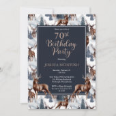 Rustic Woodsy Deer | Forest 70th Birthday Party Invitation (Front)
