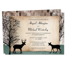 Rustic Woodsy Deer Wedding Invitations