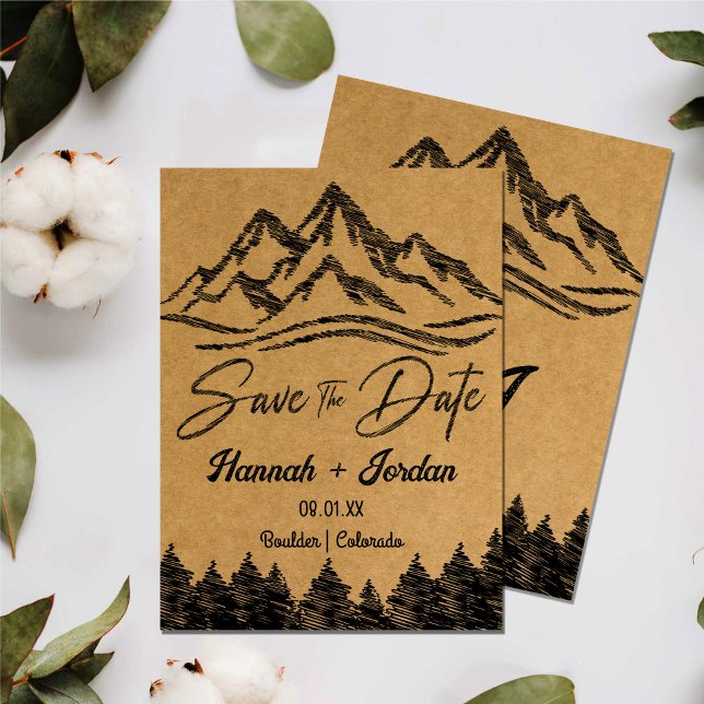 Rustic Woodsy destination Minimalist Save the Date Invitation (Creator Uploaded)