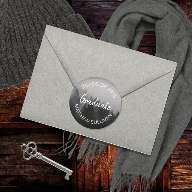 Rustic Woodsy Graduate Class of 2023 | Name Classic Round Sticker (Creator Uploaded)