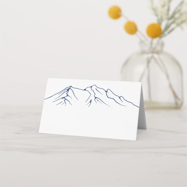 Rustic Woodsy Mountain | Navy Blue Wedding Place Card (Front)