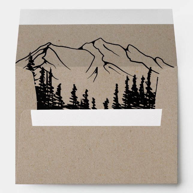 Rustic Woodsy Mountain Wedding Invitation Envelope (Back (Bottom))