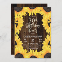 Rustic Woodsy Wood| Sunflowers 30th Birthday Party