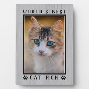 Rustic World's Best Cat Mum Paw Prints Pet Photo Plaque