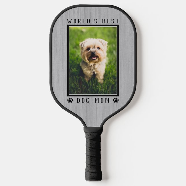 Rustic World's Best Dog Mum Custom Photo Pickleball Paddle (Front)