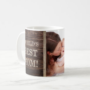 Rustic World's Best Mum Custom Photo Mother's Day Coffee Mug