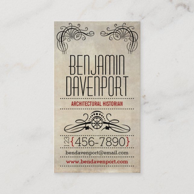Rustic Worn Paper - Red Business Card (Front)