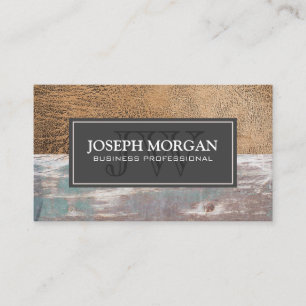 Rustic Worn Wood Old Brown Leather Appointment Card