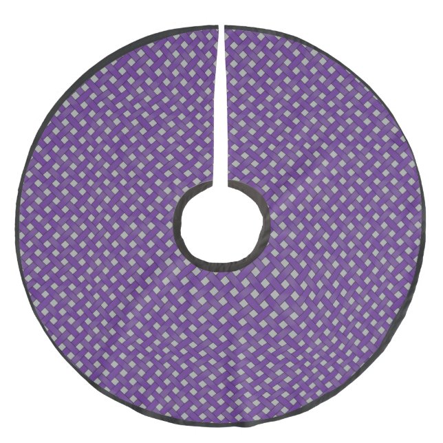Rustic Woven Purple Wicker on Custom Silver Brushed Polyester Tree Skirt (Front)