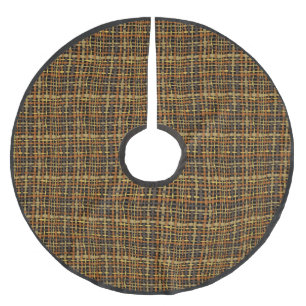 Rustic Woven Rough Burlap Black Brushed Polyester Tree Skirt