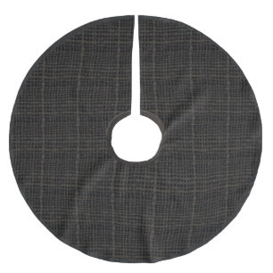 Rustic Woven Rough Burlap Neutral Black Brushed Polyester Tree Skirt