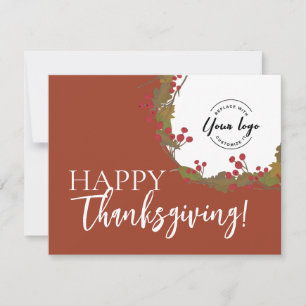 Rustic Wreath Business terracotta Thanksgiving  Holiday Card