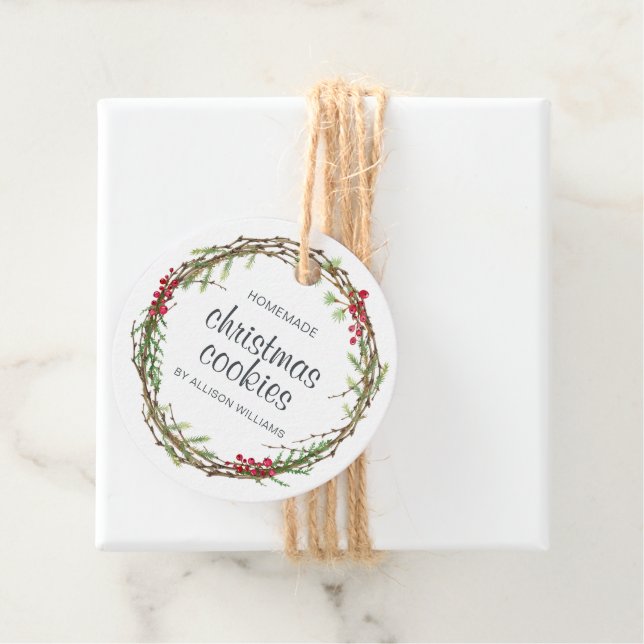 Rustic Wreath Christmas Cookies Favour Tags (In Situ)