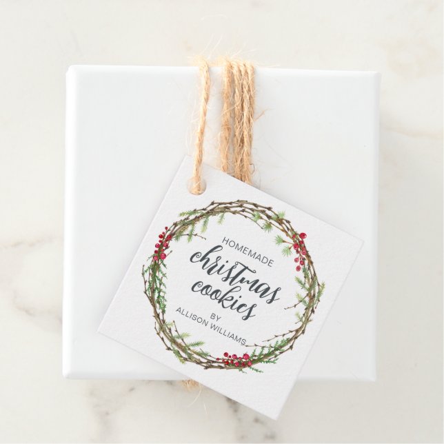 Rustic Wreath Christmas Cookies Favour Tags (In Situ)