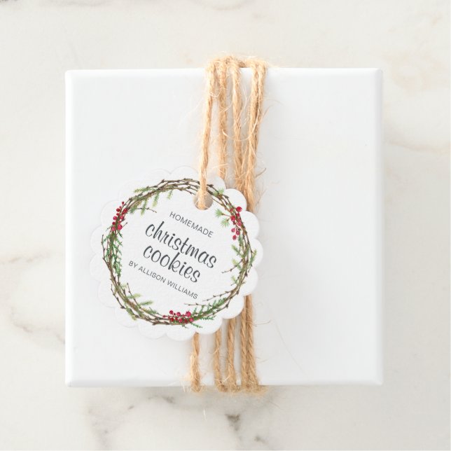 Rustic Wreath Christmas Cookies Favour Tags (In Situ)
