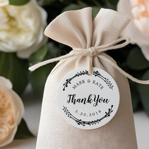 Rustic Wreath Custom Wedding Favor Thank You Rubber Stamp