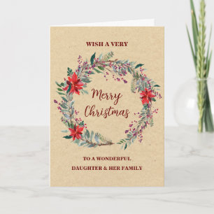 Rustic Wreath Daughter & Family Merry Christmas Card