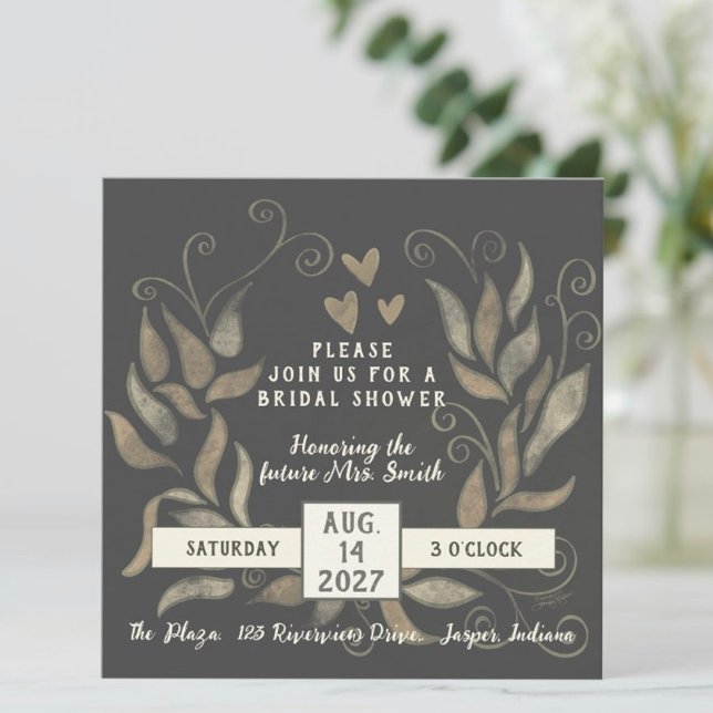 Rustic Wreath Elegant Inspirivity Bridal Shower Invitation (Creator Uploaded)