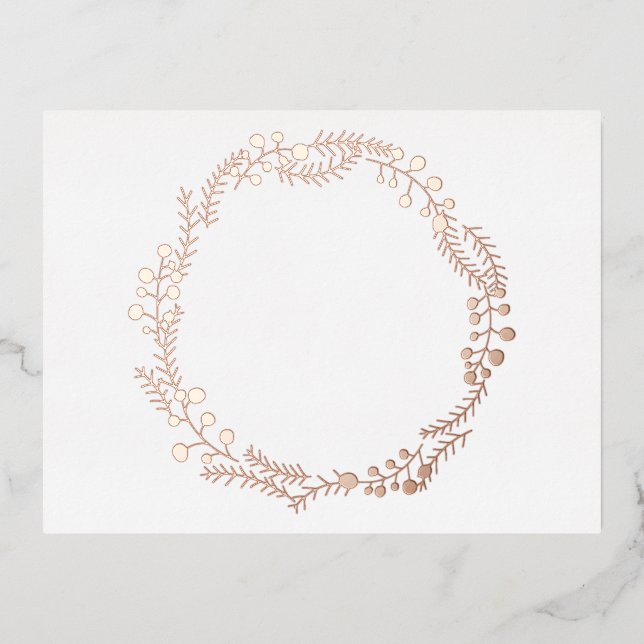 Rustic wreath frame blank elegant white foil card (Front)