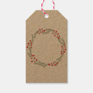 Rustic wreath frame border blank Kraft Christmas Gift Tags