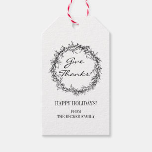 Rustic Wreath Give Thanks Thanksgiving Gift Tags