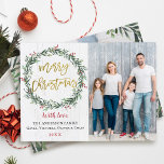 Rustic Wreath Gold Merry Christmas 2 Photo Holiday Card<br><div class="desc">Rustic Wreath Gold Merry Christmas 2 Photo Holiday Card</div>