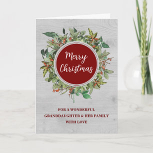 Rustic Wreath Granddaughter & Family Christmas Card