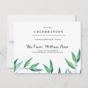 Rustic Wreath Greenery Wedding Reception Card