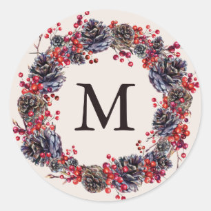 Rustic Wreath   Holiday Stickers