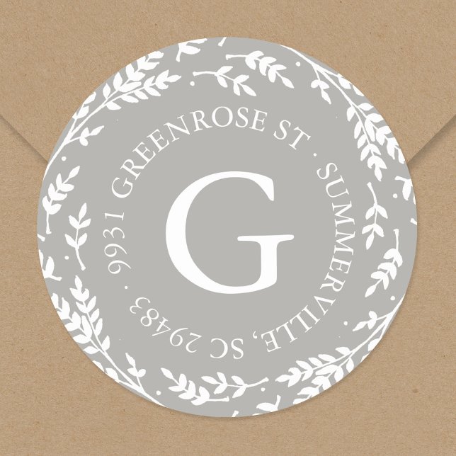 Rustic Wreath Monogram Address Sticker (Creator Uploaded)