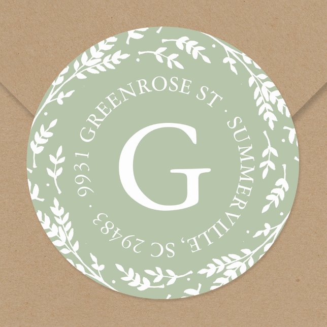 Rustic Wreath Monogram Address Sticker (Creator Uploaded)